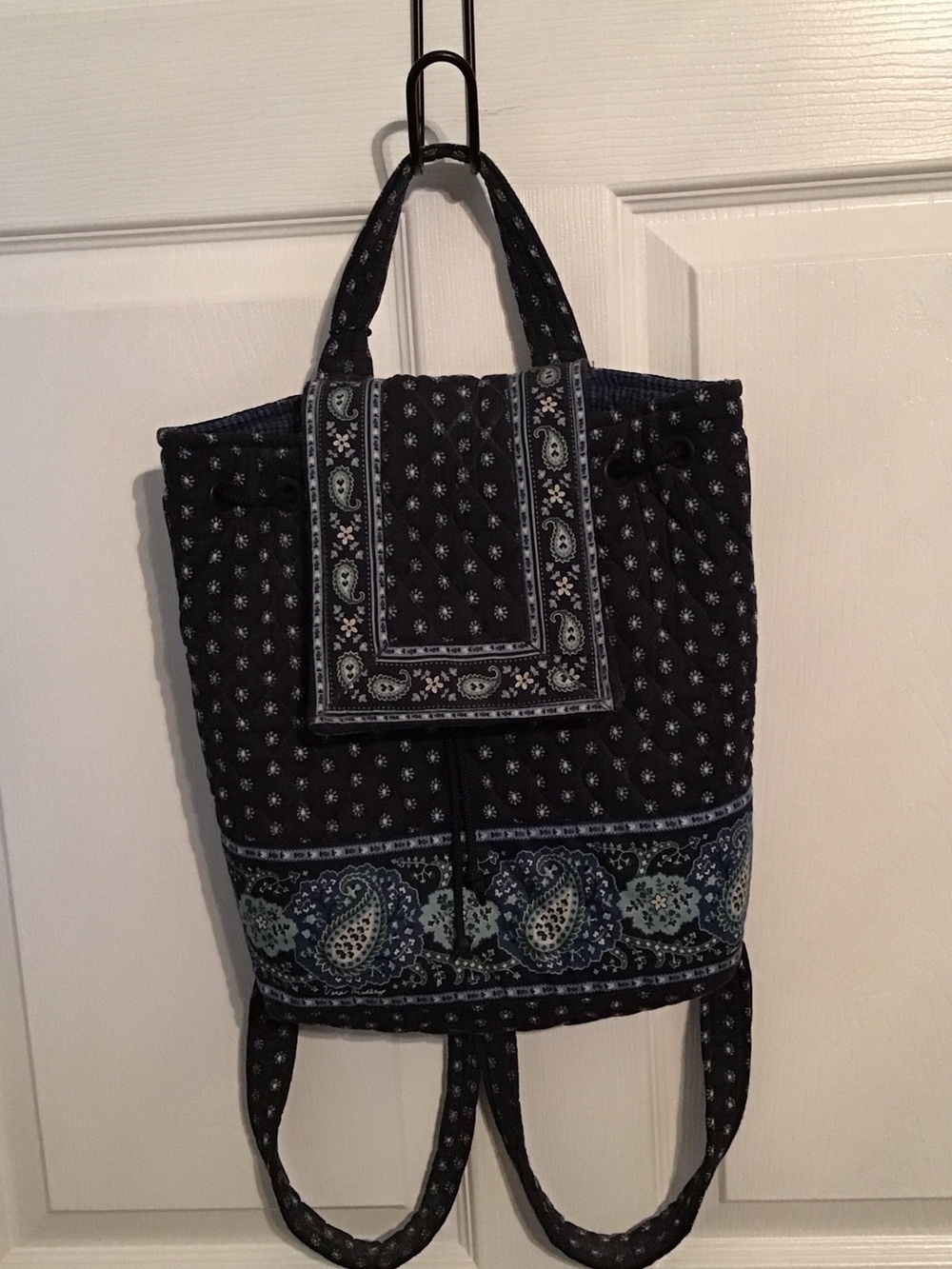 Vera Bradley Navy Quilted Paisley Backpack Tote (B)